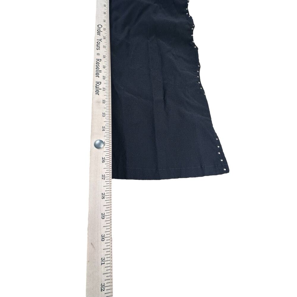 Cache Black Studded Side Slit Flare Pants Wide Leg Y2K Glam Rock 25x27 READ - Picture 8 of 9